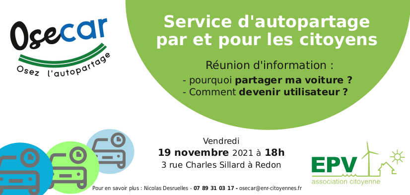 19/11 – Service d’autopartage Osecar – Réunion d’information